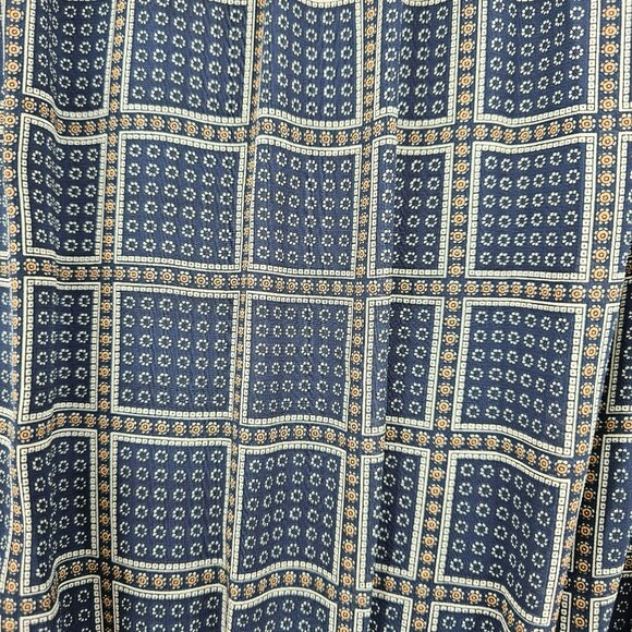 dRA Los Angeles Cicero Wrap Dress S Blue Brown Ruffled Lined Long Sleeve Retro - Picture 13 of 15